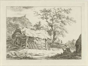 Seated Figure by a Barn