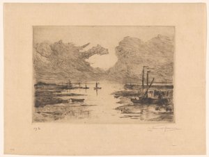 Harbor of Bergen op Zoom at Low Tide by Carel Nicolaas Storm van 
