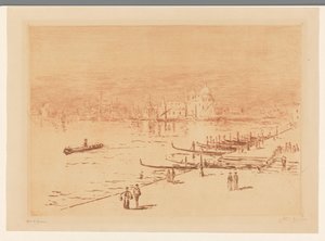 Quay with Walkers in Venice by Carel Nicolaas Storm van 