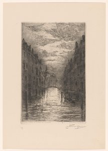 Canal in Dordrecht at Evening