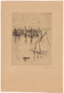 Sailing ships in front of the port of Le Havre