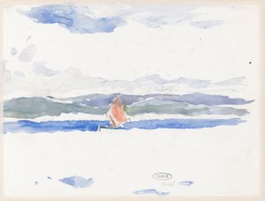 View of the Sea with Boat (?)