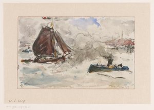 Rough Water Before the Port of Hamburg by Carel Nicolaas Storm van 