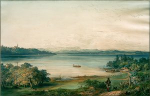 The Ammersee Seen from Ried Castle by Carl August Lebschee