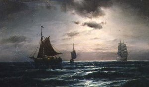 Shipping in Moonlit Waters by Carl Bille