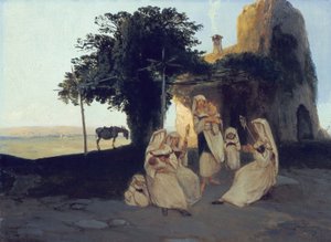 Spinning Women in Cervara by Carl Blechen