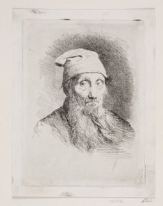 An Old Man with Cap. Bust Portrait by Carl Bloch