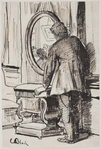A Young Man Observes Three Women in a Mirror
