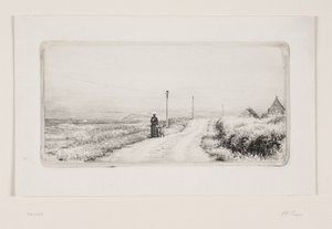 Country Road with Walking Lady. Sunny Afternoon by Carl Bloch