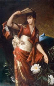 Portrait of a Lady in Japanese Costume by Carl Buchner