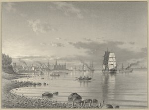 Shipping on the Oresund with Helsingor and Kronborg Castle in the Distance by Carl Emil Baagoe