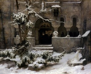 Monastery Garden in Snow by Carl Friedrich Lessing