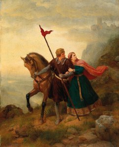 Walther and Hildegund Fleeing, 1841 by Carl Friedrich Lessing