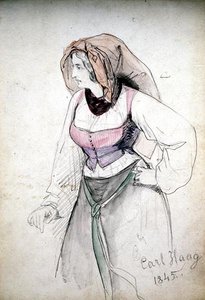 Study of a Lady Wearing an Italian Costume by Carl Haag