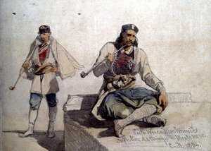 Study of Two Figures, Both Smoking Pipes by Carl Haag