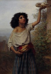 A Young Gypsy Woman with a Tambourine
