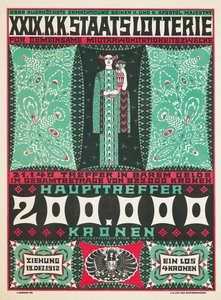 Poster Advertising the 24th Royal Austrian Charity Lottery in 1912 by Carl Krenek