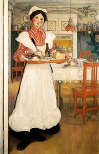 Martina Carrying Breakfast on a Tray by Carl Larsson