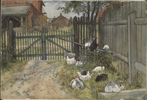 The Gate. From A Home (26 watercolours) by Carl Larsson