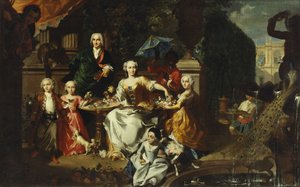A Family Group on a Terrace in the Grounds of a Villa, Possibly George Jackson and His Family