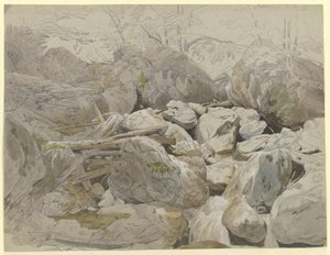 Waterfall Between Boulders by Carl Morgenstern