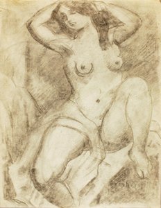 Female Nude Arranging Hair by Carl Newman