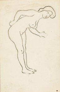 Female Nude Leaning Over by Carl Newman