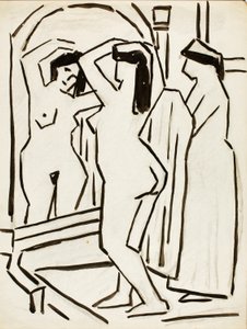 Girl Arranging Hair by Carl Newman
