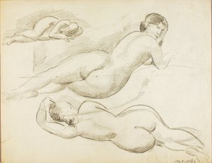 Group of Three Reclining Female Nudes by Carl Newman