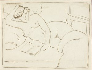Reclining Female Nude with Book by Carl Newman