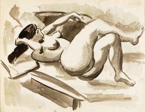 Reclining Female Nude with Legs Crossed by Carl Newman
