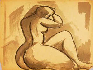 Seated Female Nude by Carl Newman