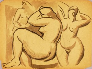 Three Female Nudes by Carl Newman