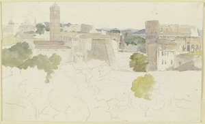View Over Rome with the Colosseum on the Right, Mountains in the Distance by Carl Philipp Fohr