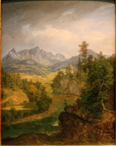 Mountain Landscape with River near Berchtesgaden