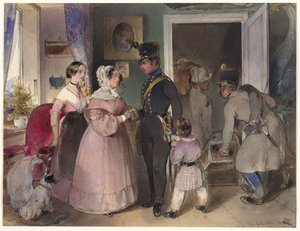 A Young Officer Saying Farewell to His Family