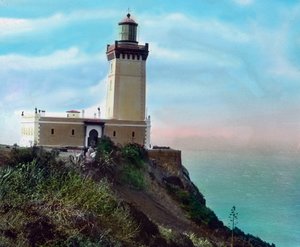 Lighthouse at Cap Spartel, Northern Morocco, circa 1910. Carl Simon Archive by Carl Simon