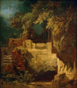 Hermit Playing Violin in Rocky Hermitage by Carl Spitzweg