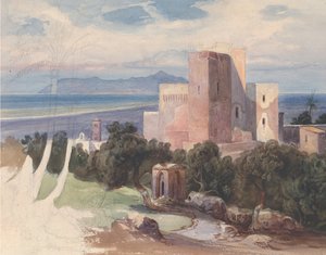 View on Terracina with Mount Circeo by Carl von Blaas
