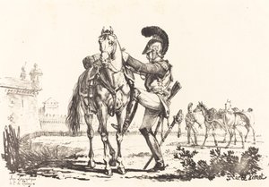 Carabinier Mounting a Horse by Carle Vernet