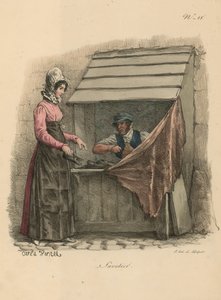 Cobbler seated behind a stall by Carle Vernet