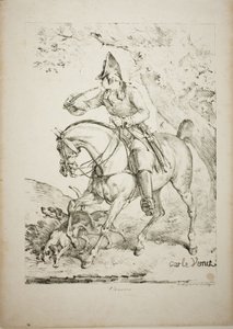 Mounted Huntsman Sounding a Horn by Carle Vernet