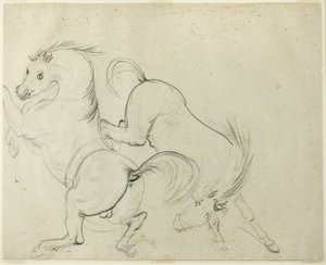 Two Horses Cavorting (recto); Man on a Kicking Horse (verso)