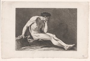 Academic Study of Seated Male Nude (Six Academic Studies) by Carle van Loo