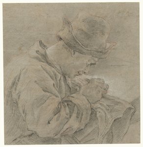 Draftsman at Work, Seen from the Side by Carle van Loo