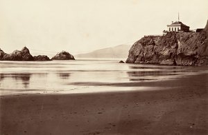 Cliff House and Seal Rock, 1868-69, printed ca. 1876 by Carleton Emmons Watkins