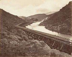 Eureka Quartz Mill and Flume, Nevada by Carleton Emmons Watkins