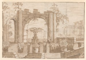 A Garden with Ruined Archway by Carlo Antonio Buffagnotti