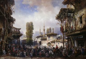 Square of the Tartars, Bahceka by Carlo Bossoli