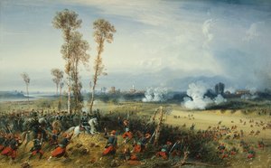 The War in Italy: The Battle of Palestro, the King of Sardinia Heading the Troops